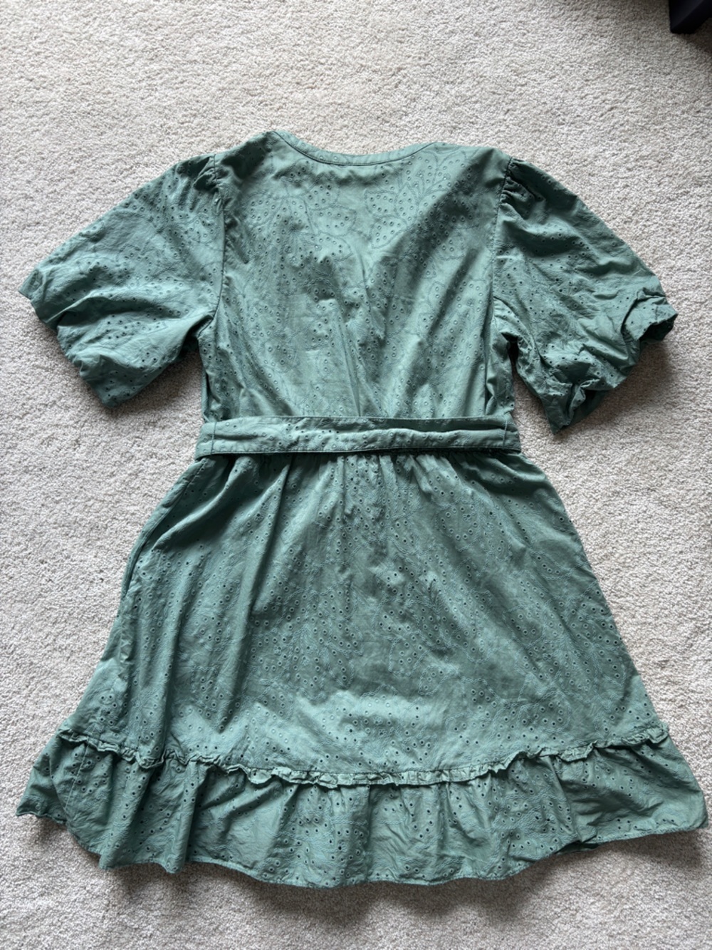 Joie Sage Green Eyelet Midi Dress with Belt Cottagecore - Picture 5 of 5